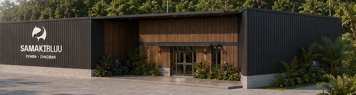 Concept render of the planned Samaki Bluu seafood processing facility on Pemba Island